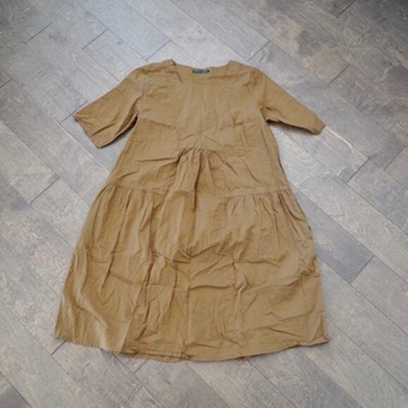 Gudrun Sjoden Dresses & Skirts - Gudrun Sjoden Lagenlook Short Sleeve Pullover Midi Dress Brown Size Est Medium